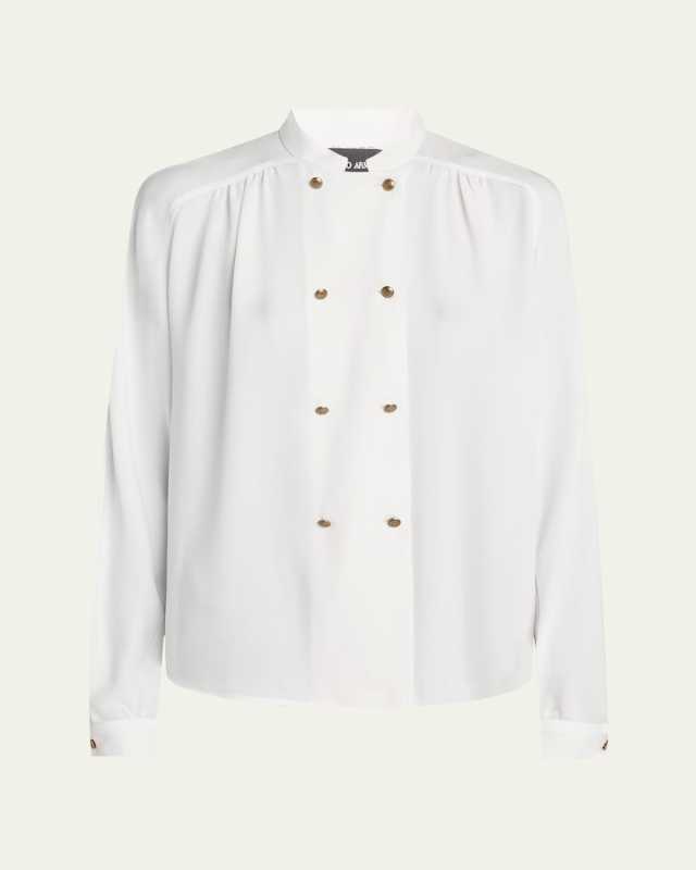 Double-Breasted Silk Blouse